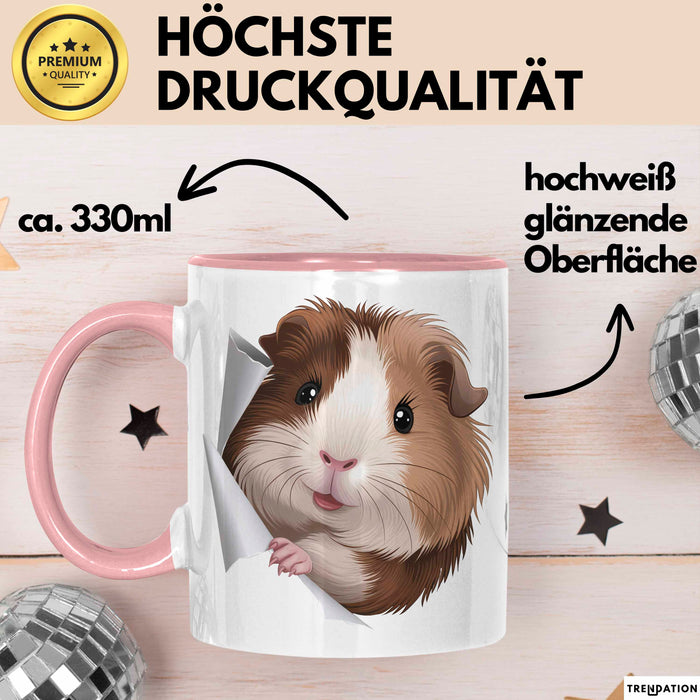 Meerschweinchen Tier Tasse Geschenk Lustige Geschenkidee Rosa Trendation