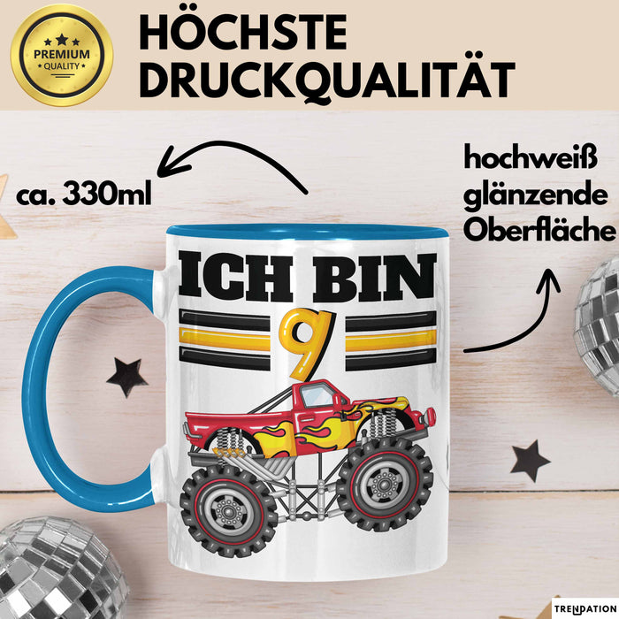 9. Geburtstag Geschenk Tasse Becher Jungs Trucks Geburtstagsgeschenk Ich Bin 9 Blau Trendation