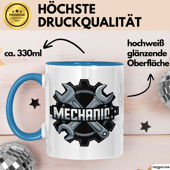 Mechaniker Tasse Geschenkidee Auto Reparatur Profi Lustiger Geschenkidee Lustig Blau Trendation