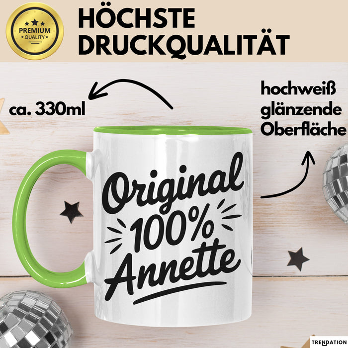 Annette Tasse Geschenk Original 100% Annette Geschenkidee Geburtstag Grün Trendation