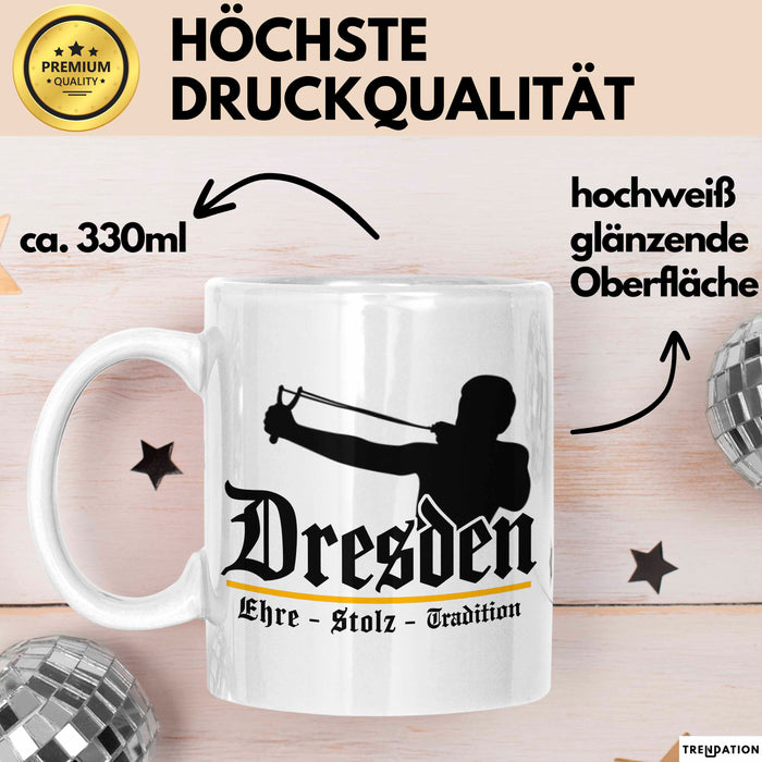 Dresden Fußball Tasse Geschenk Lustige Geschenkidee Spruch Ehre Stolz Tradition Weiß Trendation