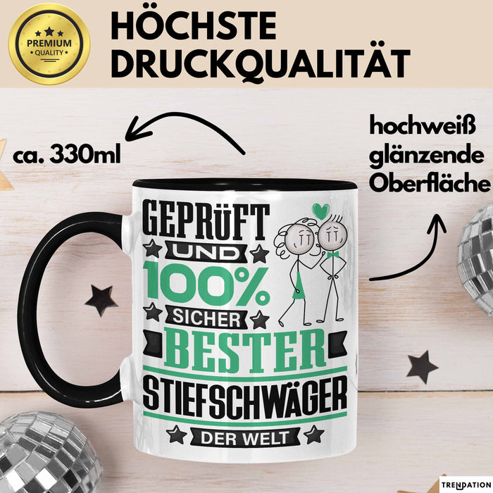 Stiefschwäger Geschenk Lustiger Spruch für Stiefschwäger Geschenkidee Bester Stiefschwäger Der Welt Schwarz Trendation