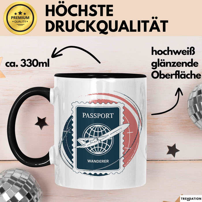 Weltenbummler Tasse Geschenkidee für Reisesüchtige Trendation