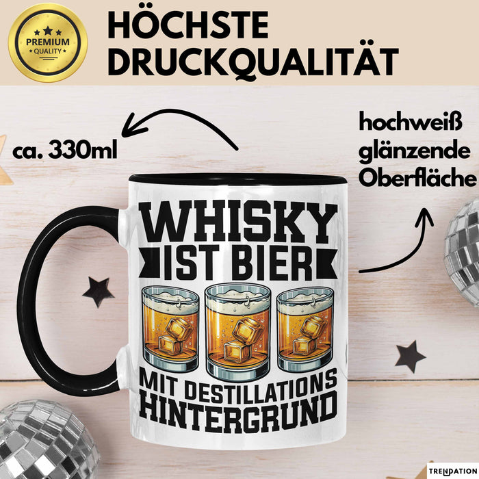 Whisky Liebhaber Tasse Geschenk Whisky Ist Bier Mit Destillations Hintergrund Trendation
