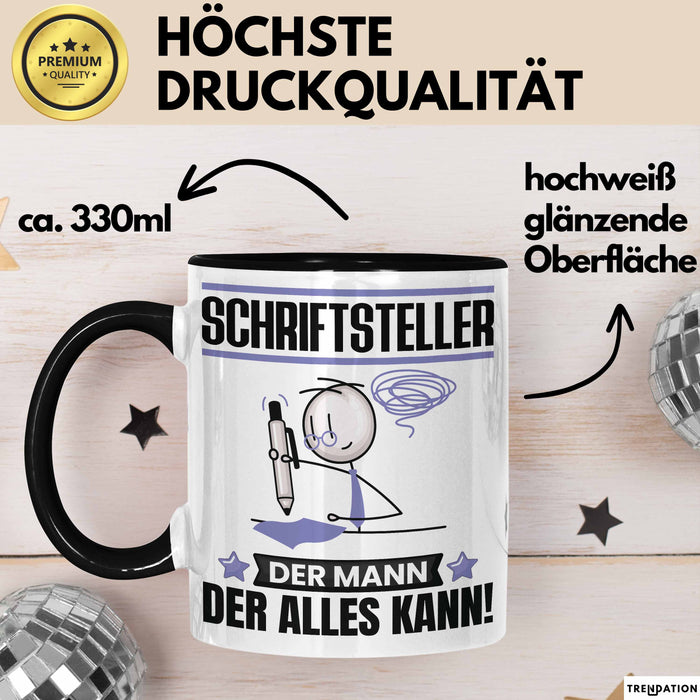 Schriftsteller Tasse Geschenk für Schriftsteller Der Mann Der Alles Kann Geschenkidee zum Geburtstag Schwarz Trendation