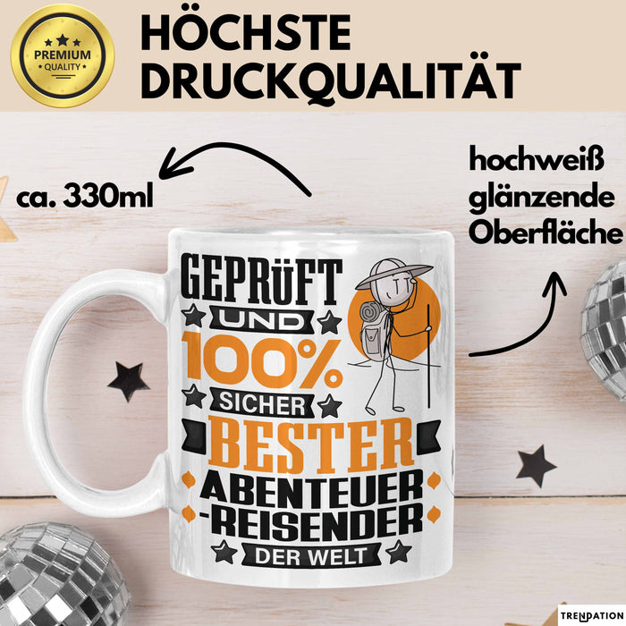 Abenteurreisender Geschenk Lustiger Spruch für Abenteurreisender Geschenkidee Bester Abenteurreisender Der Welt Weiß Trendation
