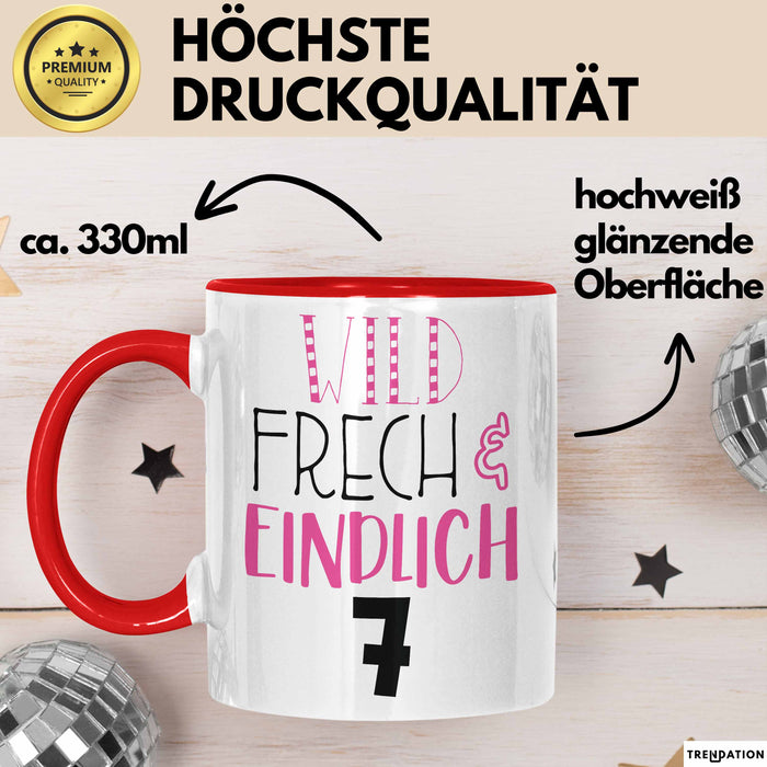 Tasse Wild Frech Und Einzigartig 7 Geschenk für Kinder 7. Geburtstag Jungs Rot Trendation