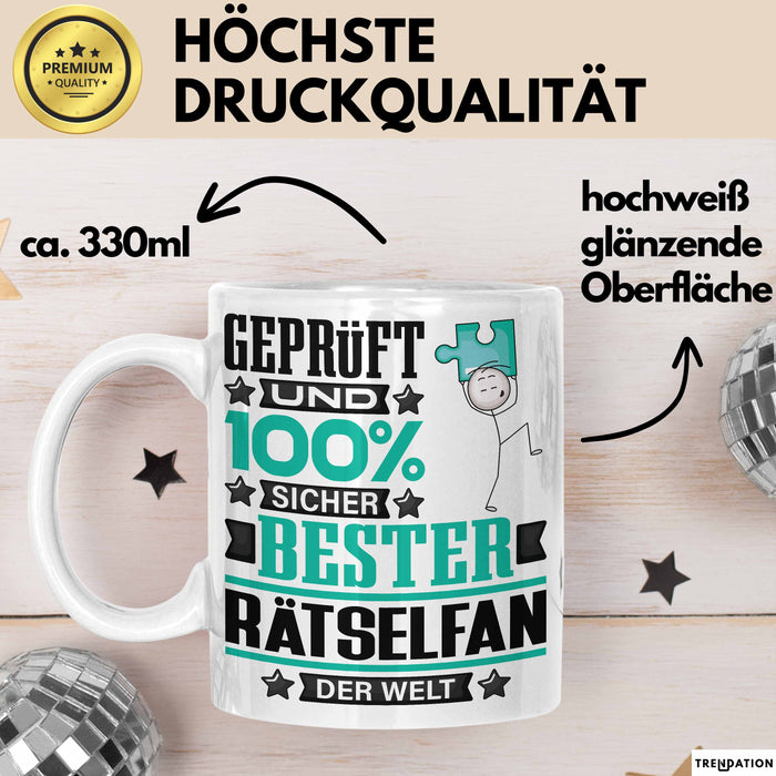 Rätselfan Geschenk Lustiger Spruch für Rätselfan Geschenkidee Bester Rätselfan Der Welt Weiß Trendation