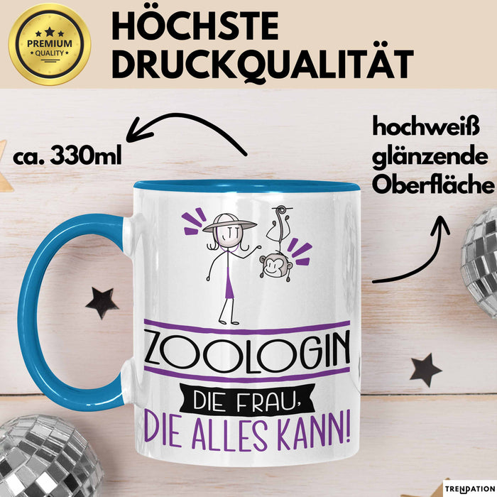Zoologin Geschenk Tasse Becher Die Frau Die Allen Kann Geschenkidee für eine Zoologin Lustig Blau Trendation