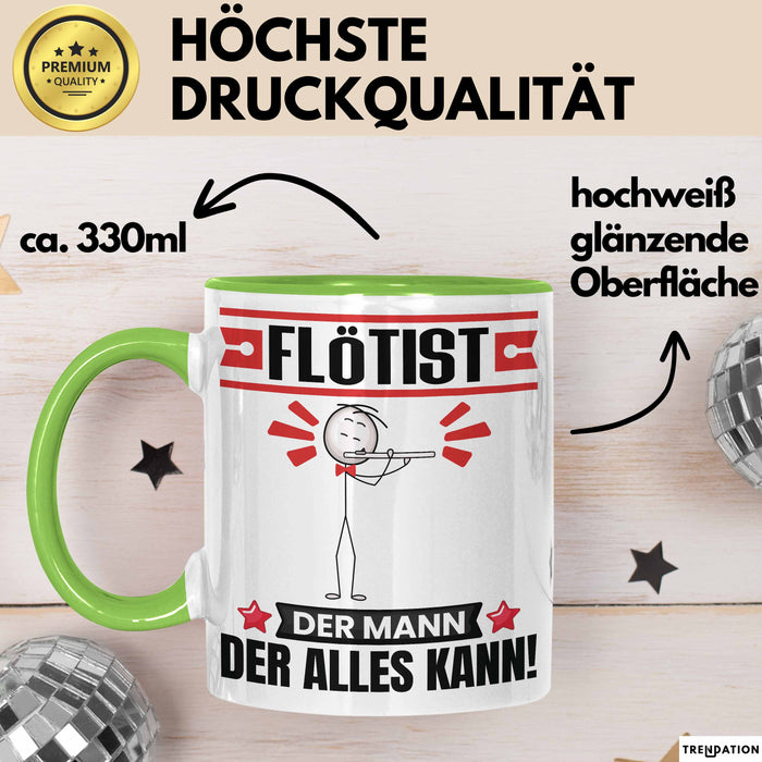 Flötist Tasse Geschenk für Flötist Der Mann Der Alles Kann Geschenkidee zum Geburtstag Grün Trendation
