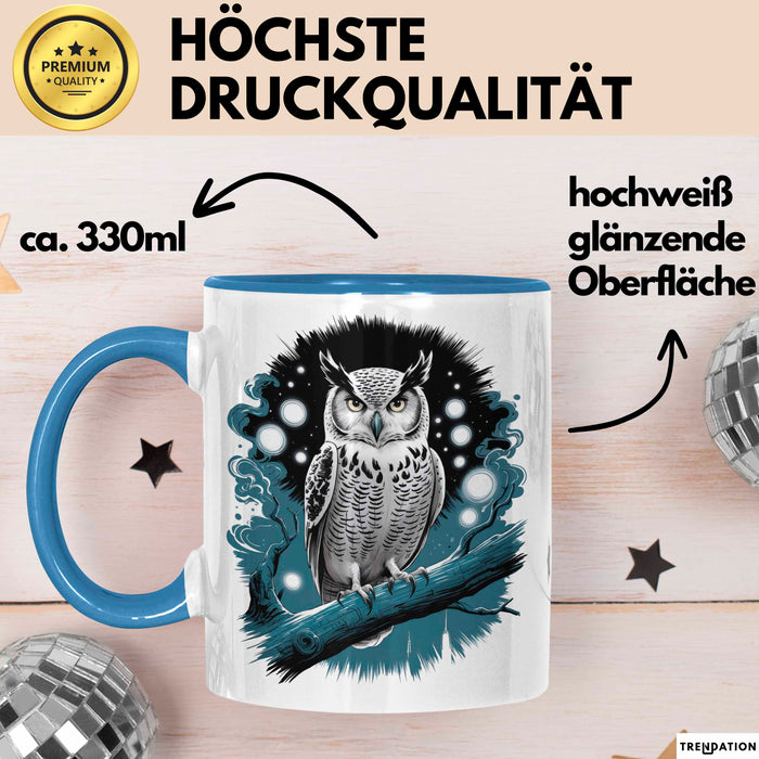 Eule Tierliebhaber Tasse Geschenk Lustige Geschenkidee Spruch Blau Trendation