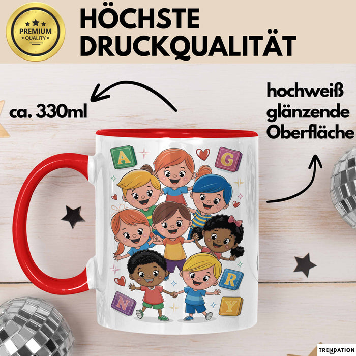 Kindergarten Lehrer Tasse Geschenk Lustige Geschenkidee Spruch Für Kleine Lernende Rot Trendation