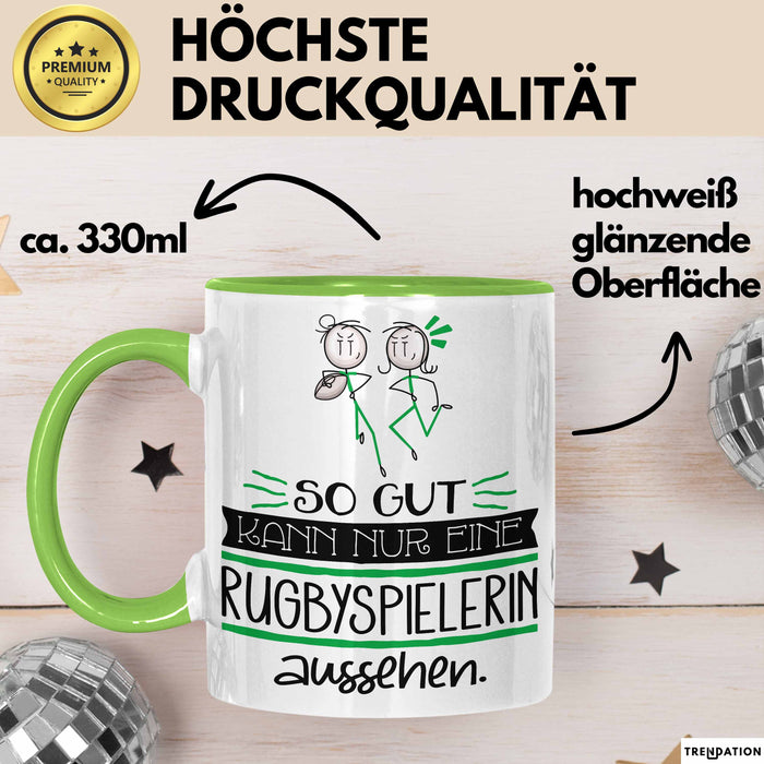Rugbyspielerin Geschenk Tasse So Gut Kann Nur Eine Rugbyspielerin Aussehen Geschenkidee Geburtstag Weihnachten Lustig Grün Trendation