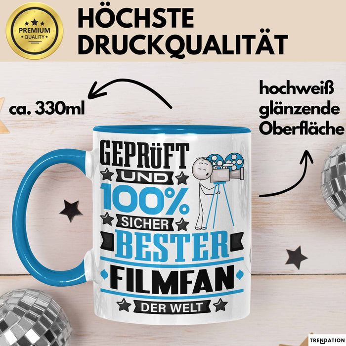 Filmfan Geschenk Lustiger Spruch für Filmfan Geschenkidee Bester Filmfan Der Welt Blau Trendation