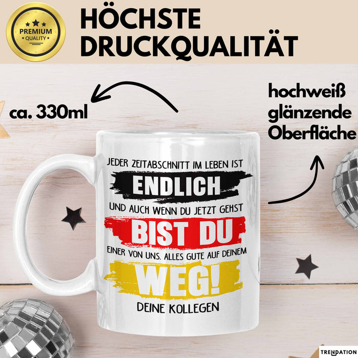 Office Arbeitskollege Tasse Geschenk Lustige Geschenkidee Spruch Alles Gute Auf Deinem Weg Deine Kollegen Weiß Trendation