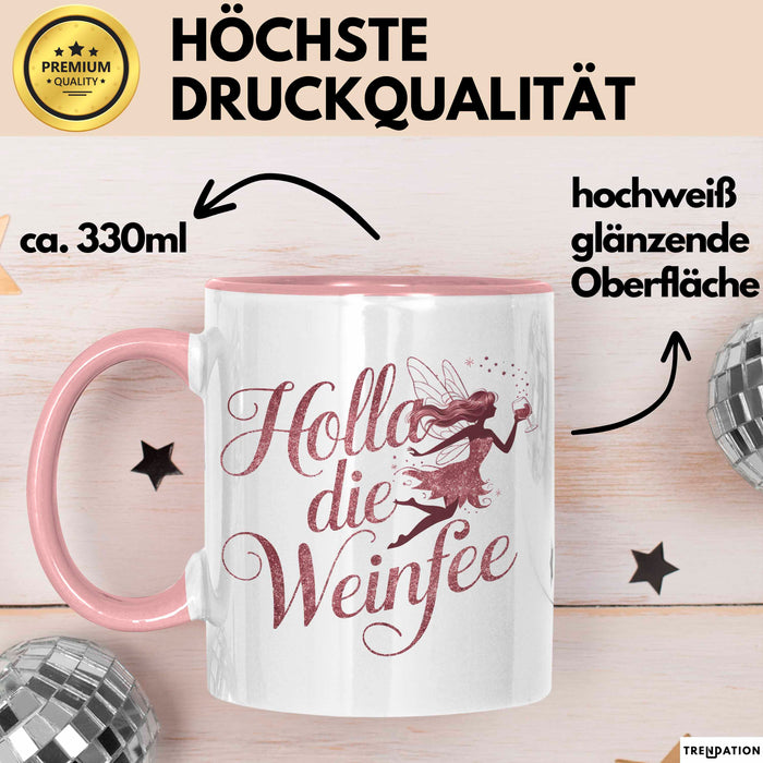 Weintrinker Trinken Fee Tasse Geschenk Lustige Geschenkidee Spruch Weinliebhaber Fee Rosa Trendation