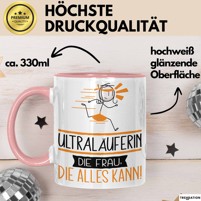 Ultraläuferin Geschenk Tasse Becher Die Frau Die Allen Kann Geschenkidee für eine Ultraläuferin Lustig Rosa Trendation