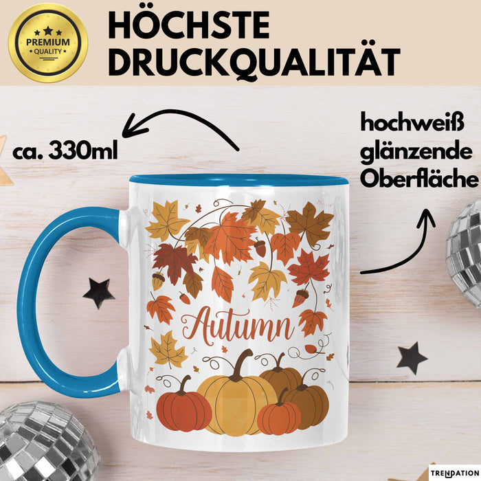 Herbstzeit Tasse Geschenkidee für Herbstliebhaber Blau Trendation