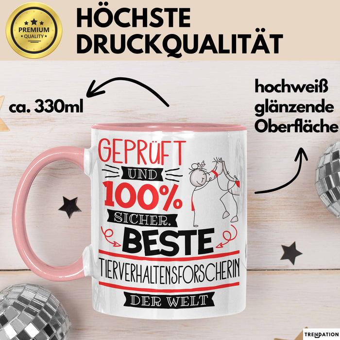 Beste Tierverhaltensforscherin Der Welt Tasse Geschenk für Eine Tierverhaltensforscherin Geprüft Und Sicher Geschenkidee Geburtstag Weihnachten Rosa Trendation