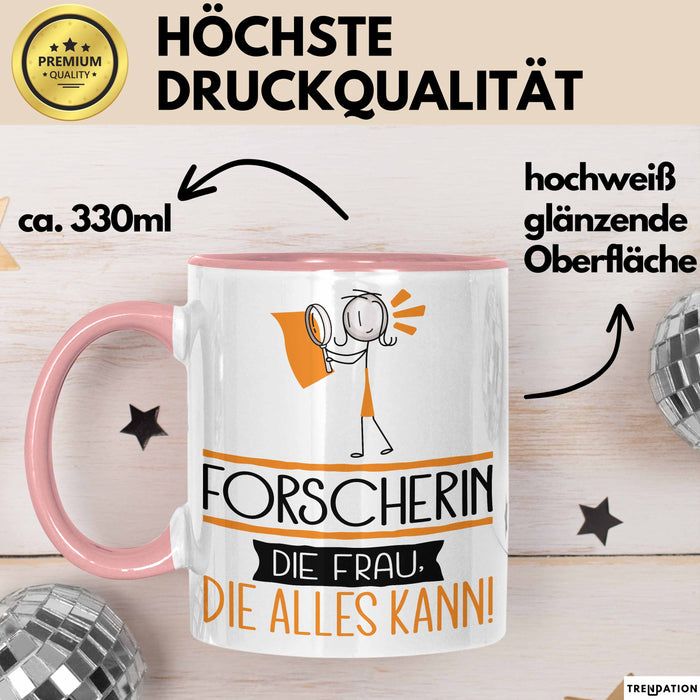 Forscherin Geschenk Tasse Becher Die Frau Die Allen Kann Geschenkidee für eine Forscherin Lustig Rosa Trendation