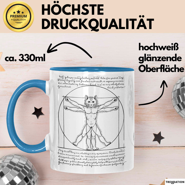 Katzen Tierliebhaber Tasse Geschenk Lustige Geschenkidee Spruch Blau Trendation