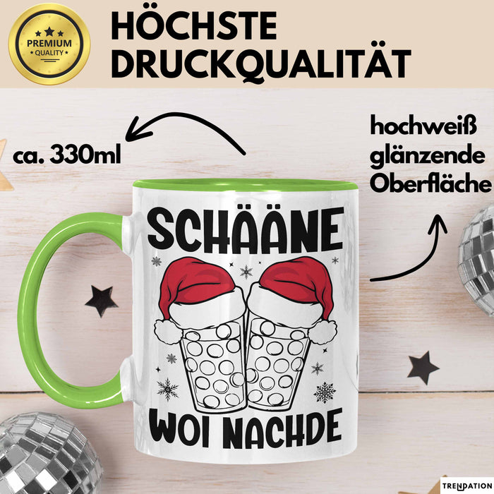 Weihnachten Tasse Geschenk Schääne Woi Nachde Kaffee-Becher Grün Trendation