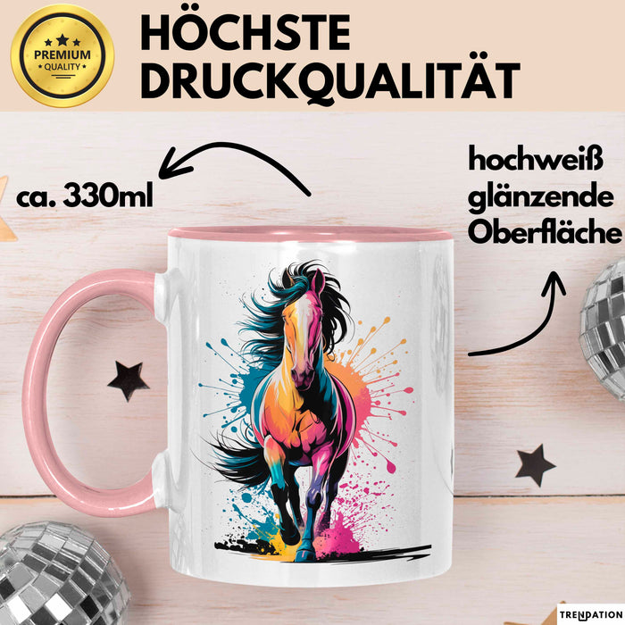 Pferde Tierliebhaber Tasse Geschenk Lustige Geschenkidee Spruch Rosa Trendation