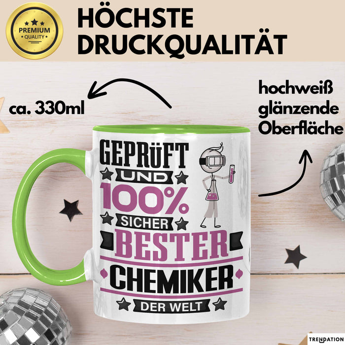 Chemiker Geschenk Lustiger Spruch für Chemiker Geschenkidee Bester Chemiker Der Welt Grün Trendation