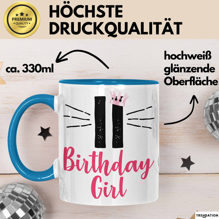 11 Birthday Girl Tasse Mädchen Geschenk 11. Geburtstag Witzig Blau Trendation