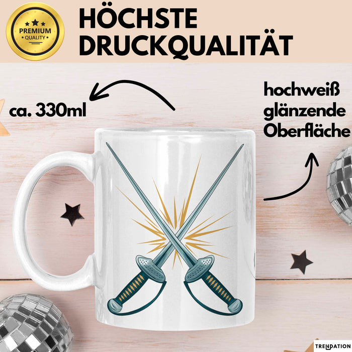 Fechter Tasse Geschenkidee für Schwertkampf Experten Weiß Trendation