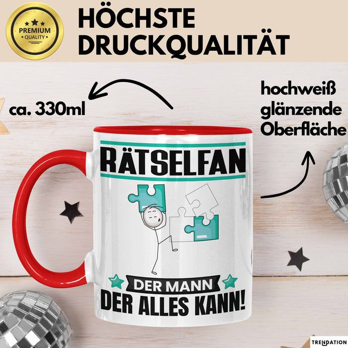 Rätselfan Tasse Geschenk für Rätselfan Der Mann Der Alles Kann Geschenkidee zum Geburtstag Rot Trendation
