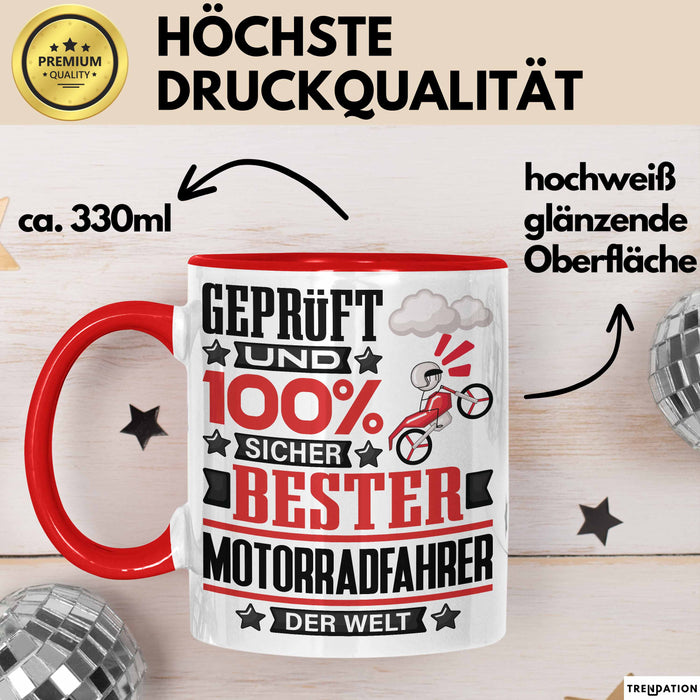 Motorradfahrer Geschenk Lustiger Spruch für Motorradfahrer Geschenkidee Bester Motorradfahrer Der Welt Rot Trendation