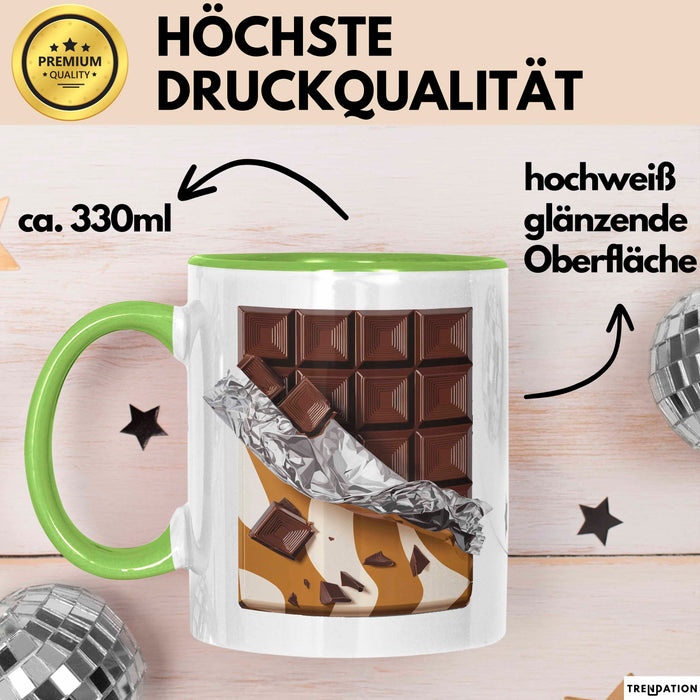 Schokoladenliebhaber Tasse Geschenkidee für Naschkatzen Grün Trendation