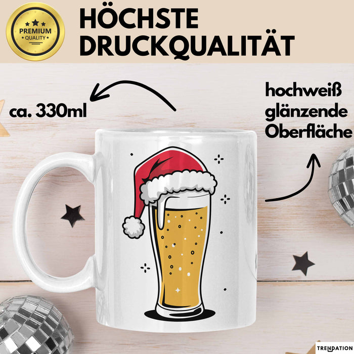 Bier Weihnachtsfeier Tasse Geschenk Lustige Geschenkidee Spruch Weiß Trendation