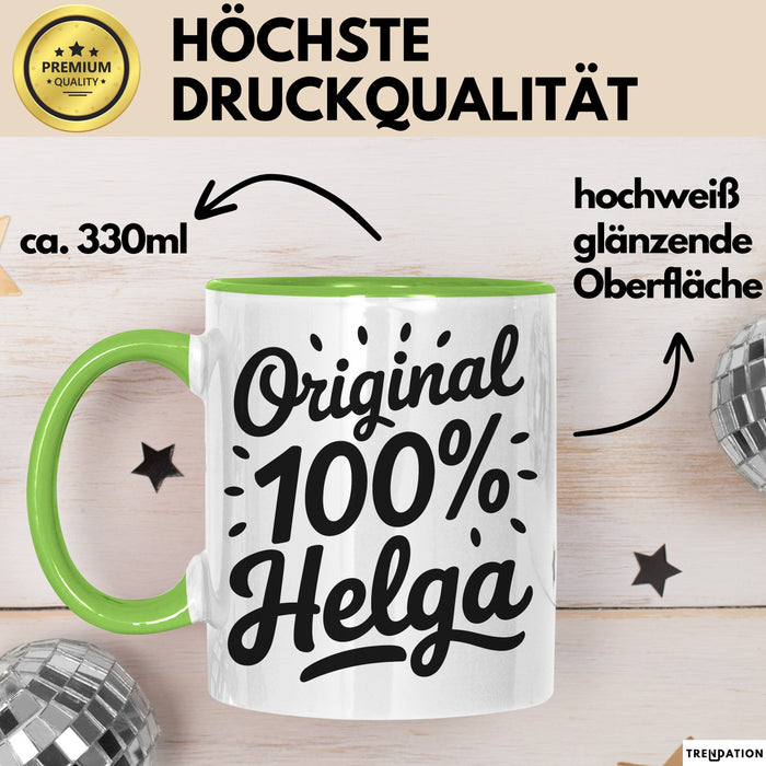 Helga Tasse Geschenk Original 100% Helga Geschenkidee Geburtstag Grün Trendation