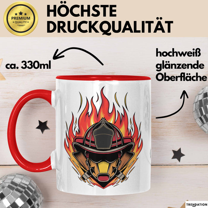 Feuerwehrmann Tasse Geschenkidee für Feuerwehrmann Spruch Rot Trendation