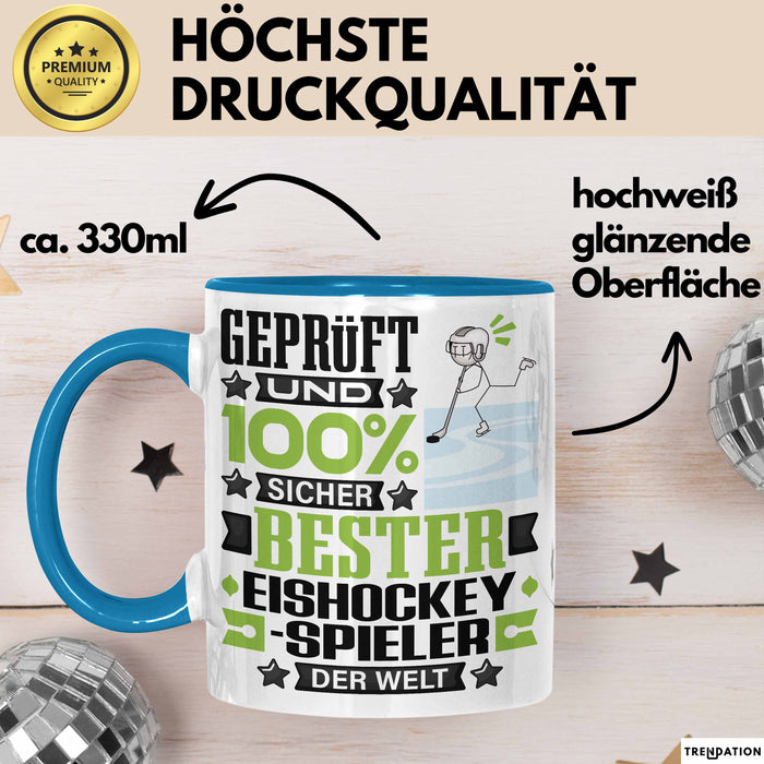 Eishockeyspieler Geschenk Lustiger Spruch für Eishockeyspieler Geschenkidee Bester Eishockeyspieler Der Welt Blau Trendation