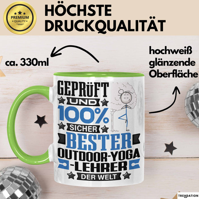 Outdoor-Yoga-Lehrer Geschenk Lustiger Spruch für Outdoor-Yoga-Lehrer Geschenkidee Bester Outdoor-Yoga-Lehrer Der Welt Grün Trendation