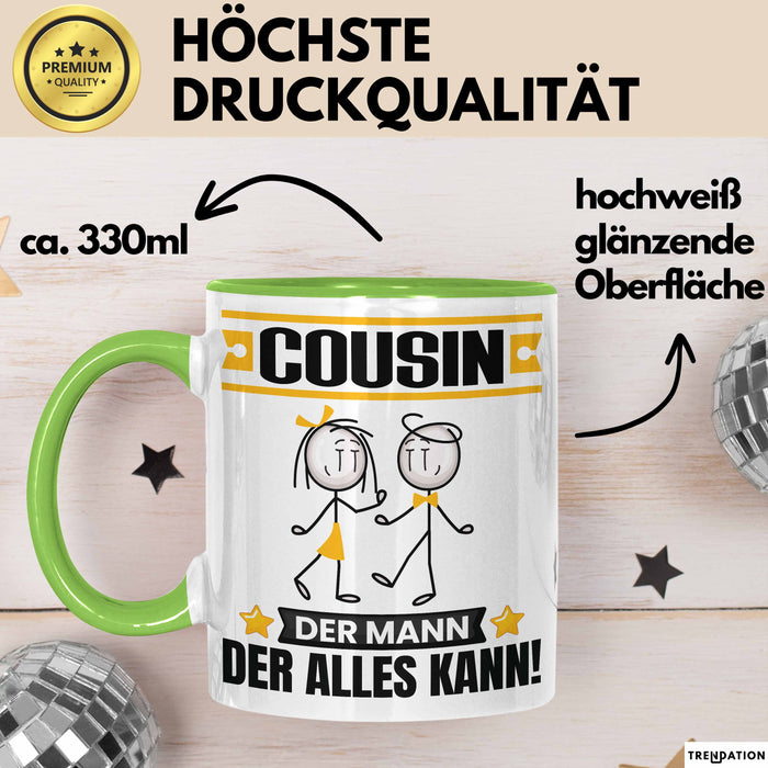 Cousin Tasse Geschenk für Cousin Der Mann Der Alles Kann Geschenkidee zum Geburtstag Grün Trendation