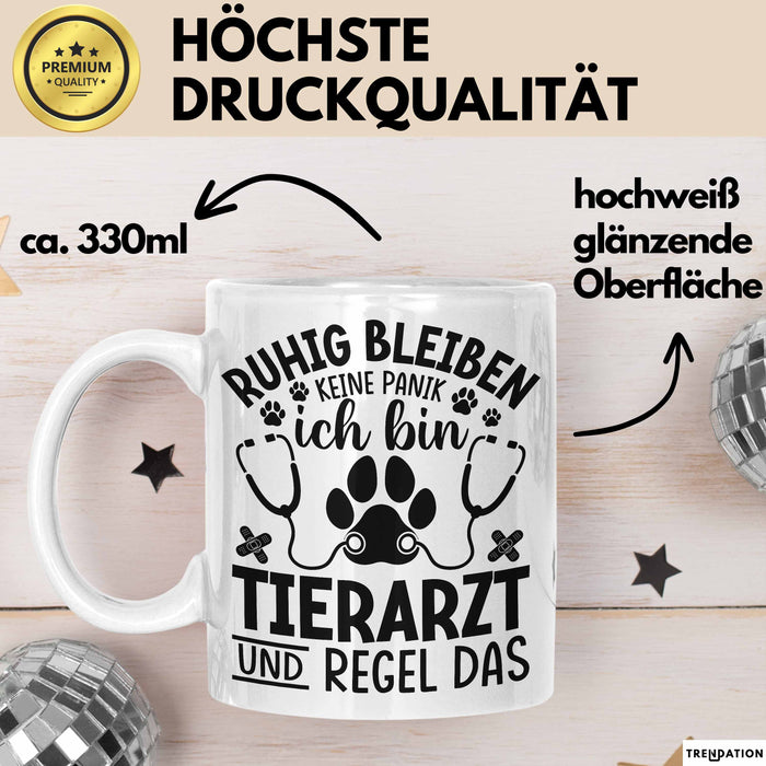 Tierarzt Tasse Geschenk Ruhig Bleiben Ich Bin Tierarzt Und Regel Das Geschenkidee Weiß Trendation