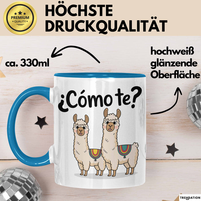 Spanischlehrer Unterricht Tasse Geschenk Lustige Geschenkidee Spruch ¿Cómo Te Llamas Blau Trendation