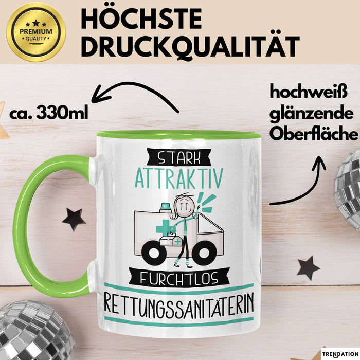 Rettungssanitäterin Tasse Geschenk Becher Stark Attraktiv Furchtlos Rettungssanitäterin Lustige Geschenkidee Grün Trendation