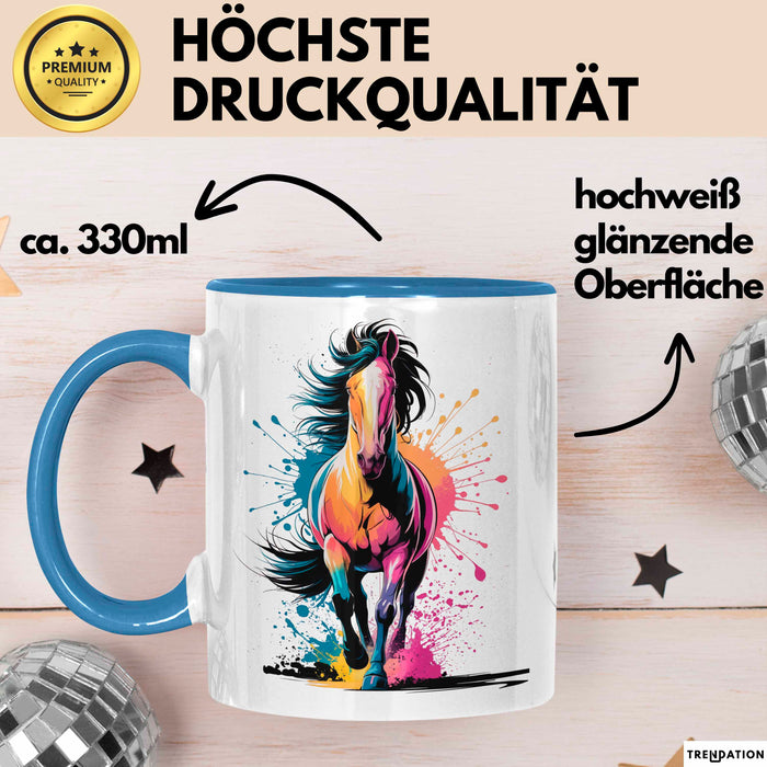 Pferde Tierliebhaber Tasse Geschenk Lustige Geschenkidee Spruch Blau Trendation