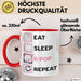 KPop Tasse Geschenk Eat Sleep KPop Repeat Spruch Geschenkidee Rot Trendation
