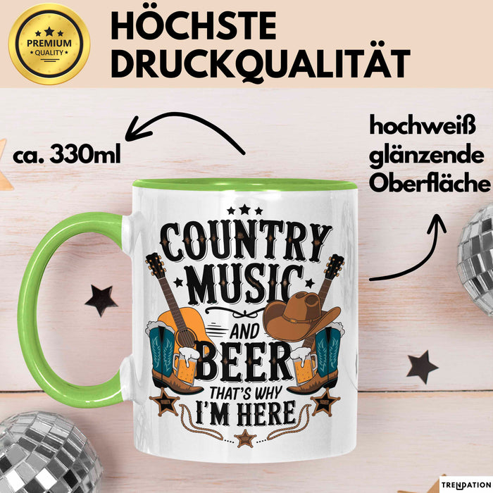 Country Musik Bier Tasse Geschenk Lustige Geschenkidee Grün Trendation