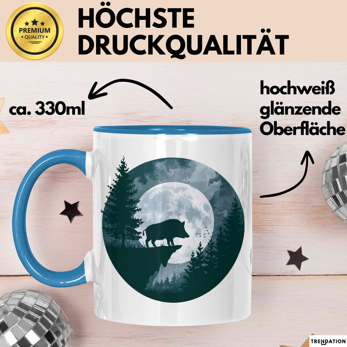 Schweinezüchter Schweine Tier Tasse Becher Geschenk Lustige Geschenkidee Spruch Blau Trendation