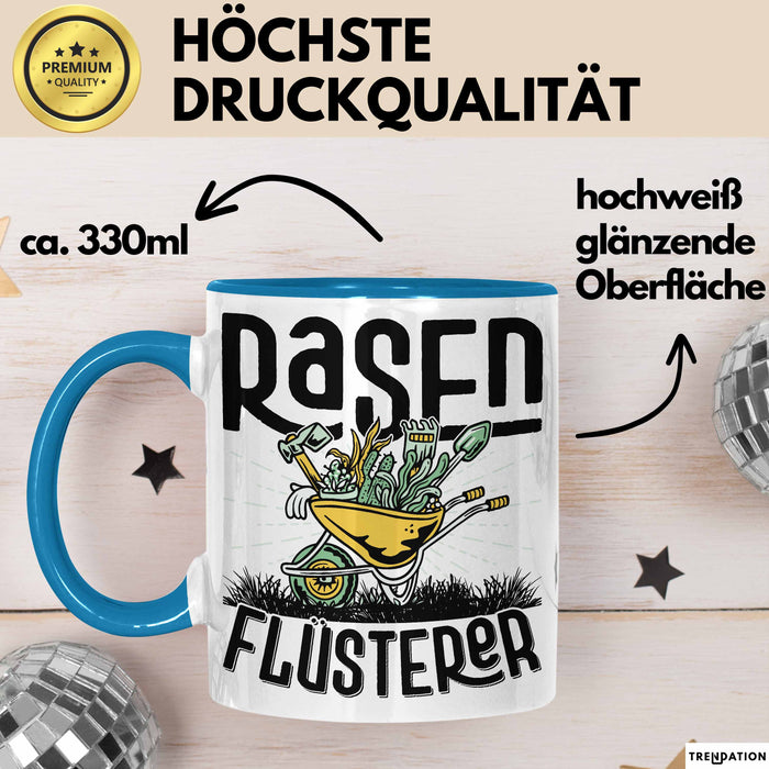 Gärtner Tasse Geschenk für Hobbygärtner Landschaftsgärtner Männer Geschenkidee Rasenflüsterer Gartenarbeit Kaffee-Becher Blau Trendation