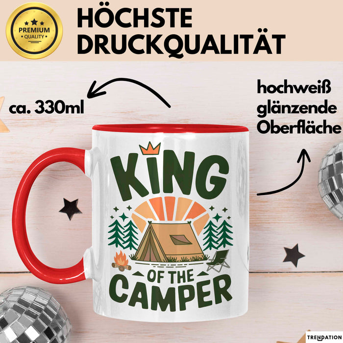 Camper Camping Tasse Geschenk Lustige Geschenkidee Spruch Kinf OF The Camper Rot Trendation