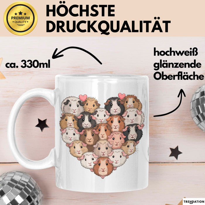 Meerschweinchen Herz Tierliebhaber Tasse Geschenk Lustige Geschenkidee Spruch Weiß Trendation