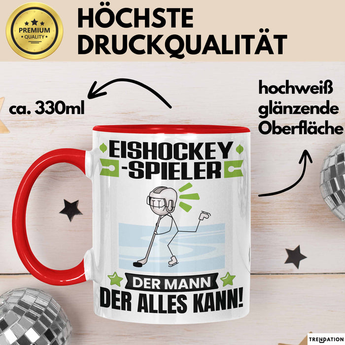 Eishockeyspieler Tasse Geschenk für Eishockeyspieler Der Mann Der Alles Kann Geschenkidee zum Geburtstag Rot Trendation